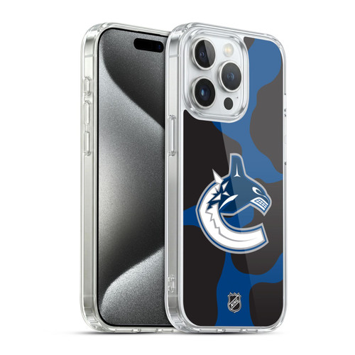 NHL Vancouver Canucks Cow Pattern Soft Gel Case for Apple iPhone 15 Pro & MagSafe