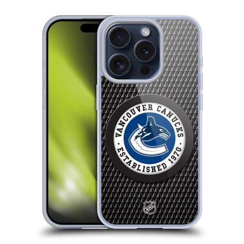 NHL Vancouver Canucks Puck Texture Soft Gel Case for Apple iPhone 15 Pro