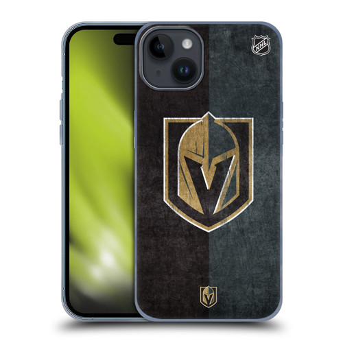 NHL Vegas Golden Knights Half Distressed Soft Gel Case for Apple iPhone 15 Plus