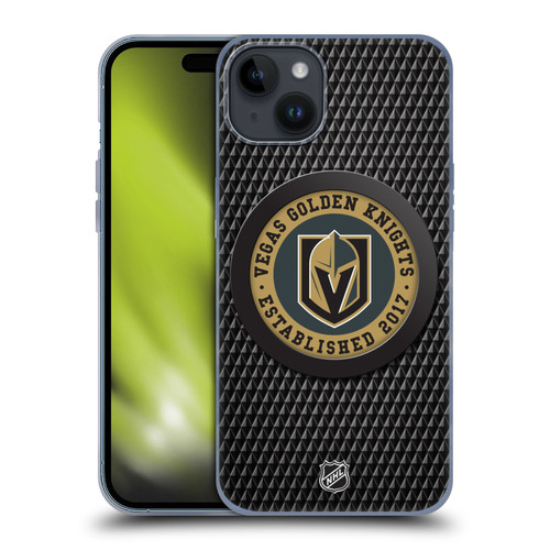 NHL Vegas Golden Knights Puck Texture Soft Gel Case for Apple iPhone 15 Plus