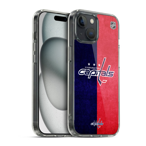 NHL Washington Capitals Half Distressed Soft Gel Case for Apple iPhone 15