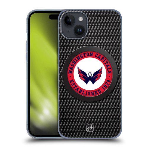 NHL Washington Capitals Puck Texture Soft Gel Case for Apple iPhone 15 Plus
