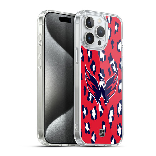 NHL Washington Capitals Leopard Pattern Soft Gel Case for Apple iPhone 15 Pro Max
