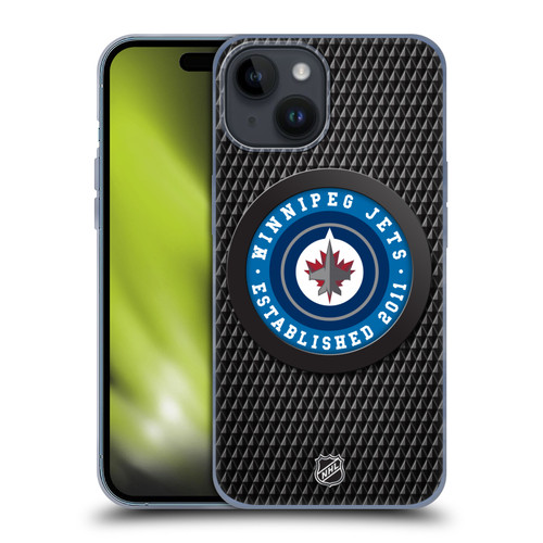 NHL Winnipeg Jets Puck Texture Soft Gel Case for Apple iPhone 15