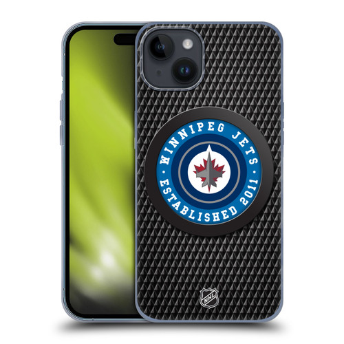 NHL Winnipeg Jets Puck Texture Soft Gel Case for Apple iPhone 15 Plus