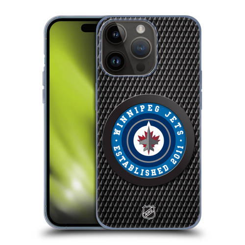 NHL Winnipeg Jets Puck Texture Soft Gel Case for Apple iPhone 15 Pro