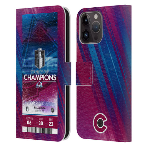 NHL 2022 Stanley Cup Champions Colorado Avalanche Ticket Leather Book Wallet Case Cover For Apple iPhone 15 Pro Max