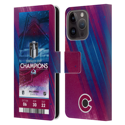 NHL 2022 Stanley Cup Champions Colorado Avalanche Ticket Leather Book Wallet Case Cover For Apple iPhone 15 Pro