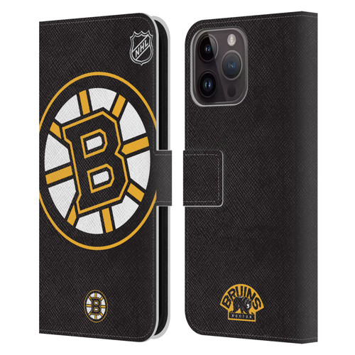 NHL Boston Bruins Oversized Leather Book Wallet Case Cover For Apple iPhone 15 Pro Max