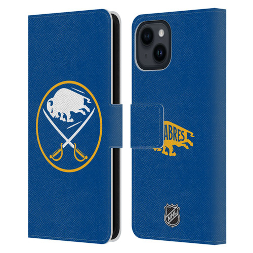 NHL Buffalo Sabres Plain Leather Book Wallet Case Cover For Apple iPhone 15