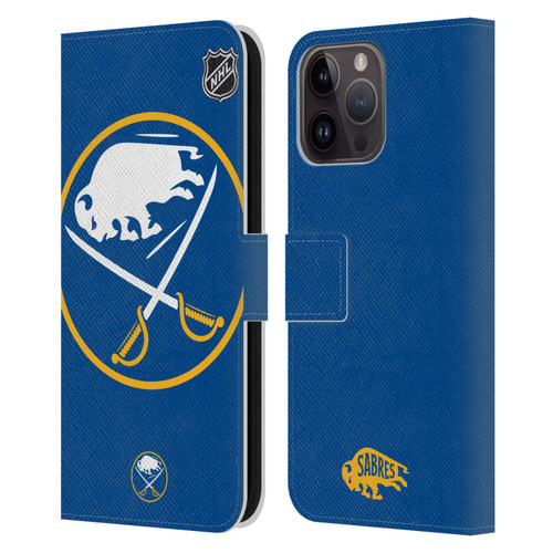 NHL Buffalo Sabres Oversized Leather Book Wallet Case Cover For Apple iPhone 15 Pro Max