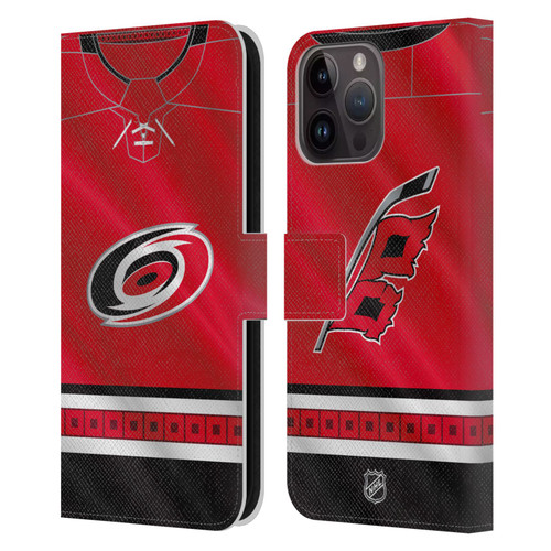 NHL Carolina Hurricanes Jersey Leather Book Wallet Case Cover For Apple iPhone 15 Pro Max