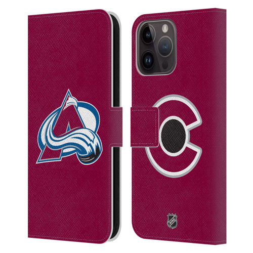 NHL Colorado Avalanche Plain Leather Book Wallet Case Cover For Apple iPhone 15 Pro Max