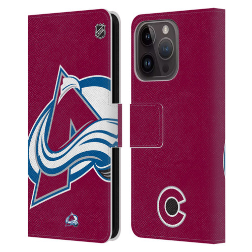 NHL Colorado Avalanche Oversized Leather Book Wallet Case Cover For Apple iPhone 15 Pro