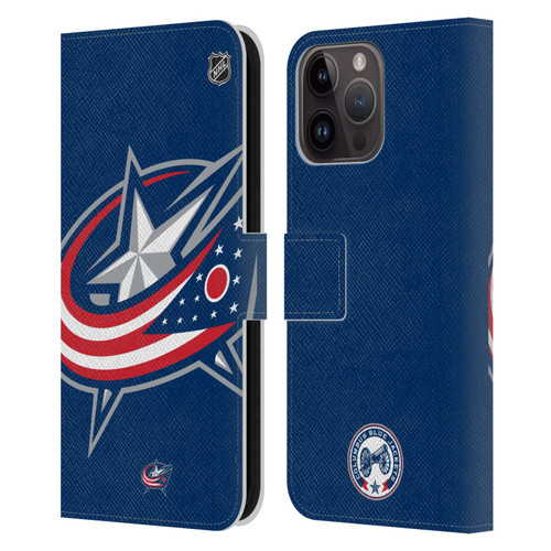 NHL Columbus Blue Jackets Oversized Leather Book Wallet Case Cover For Apple iPhone 15 Pro Max
