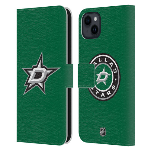 NHL Dallas Stars Plain Leather Book Wallet Case Cover For Apple iPhone 15 Plus