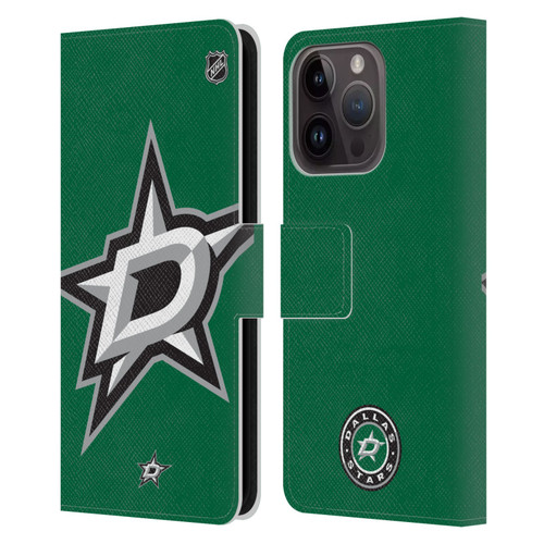 NHL Dallas Stars Oversized Leather Book Wallet Case Cover For Apple iPhone 15 Pro