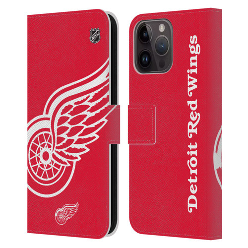 NHL Detroit Red Wings Oversized Leather Book Wallet Case Cover For Apple iPhone 15 Pro Max