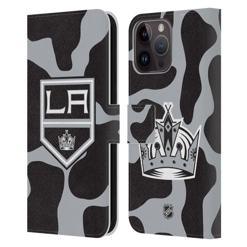 NHL Los Angeles Kings Cow Pattern Leather Book Wallet Case Cover For Apple iPhone 15 Pro Max