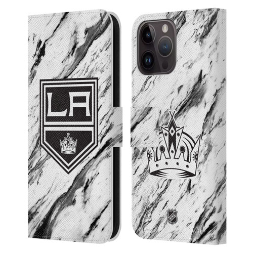 NHL Los Angeles Kings Marble Leather Book Wallet Case Cover For Apple iPhone 15 Pro Max