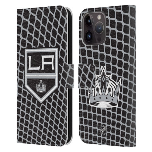 NHL Los Angeles Kings Net Pattern Leather Book Wallet Case Cover For Apple iPhone 15 Pro Max