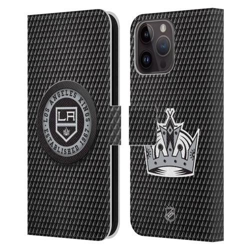 NHL Los Angeles Kings Puck Texture Leather Book Wallet Case Cover For Apple iPhone 15 Pro Max