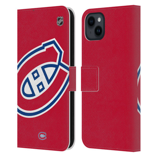 NHL Montreal Canadiens Oversized Leather Book Wallet Case Cover For Apple iPhone 15 Plus