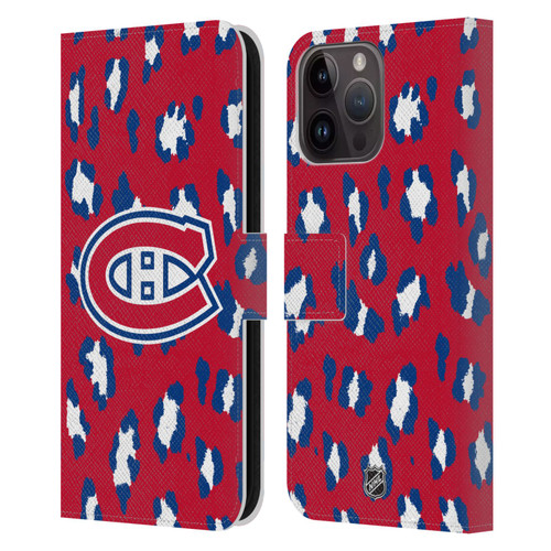 NHL Montreal Canadiens Leopard Patten Leather Book Wallet Case Cover For Apple iPhone 15 Pro Max