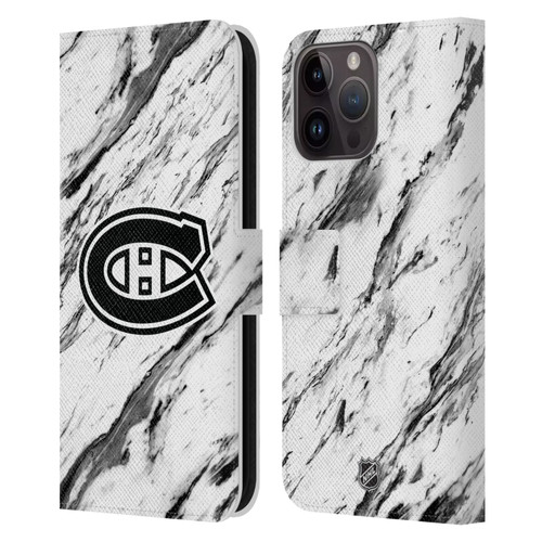 NHL Montreal Canadiens Marble Leather Book Wallet Case Cover For Apple iPhone 15 Pro Max
