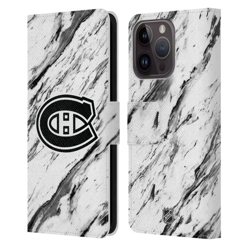 NHL Montreal Canadiens Marble Leather Book Wallet Case Cover For Apple iPhone 15 Pro