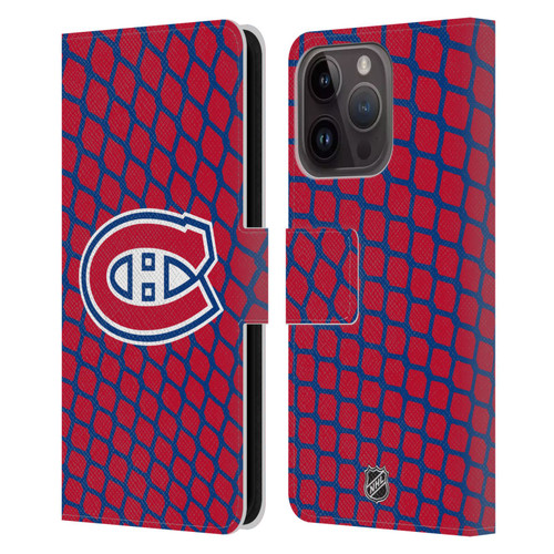 NHL Montreal Canadiens Net Pattern Leather Book Wallet Case Cover For Apple iPhone 15 Pro