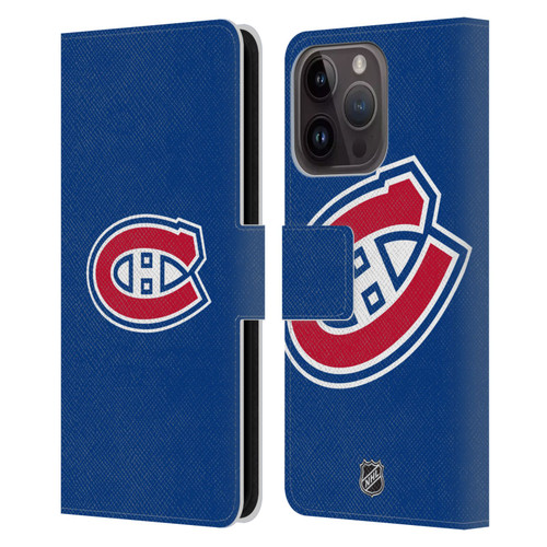 NHL Montreal Canadiens Plain Leather Book Wallet Case Cover For Apple iPhone 15 Pro