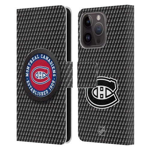 NHL Montreal Canadiens Puck Texture Leather Book Wallet Case Cover For Apple iPhone 15 Pro