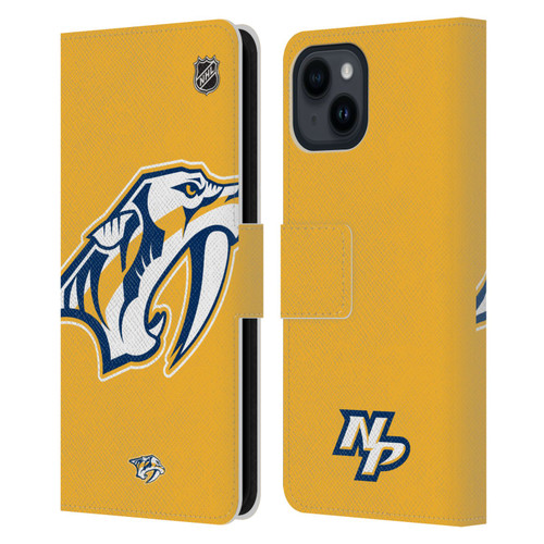 NHL Nashville Predators Oversized Leather Book Wallet Case Cover For Apple iPhone 15