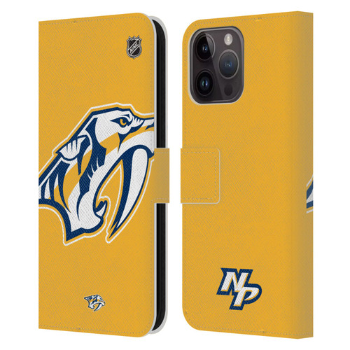 NHL Nashville Predators Oversized Leather Book Wallet Case Cover For Apple iPhone 15 Pro Max