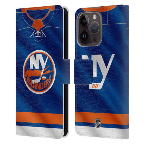 NHL New York Islanders Jersey Leather Book Wallet Case Cover For Apple iPhone 15 Pro