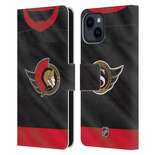 NHL Ottawa Senators Jersey Leather Book Wallet Case Cover For Apple iPhone 15