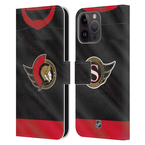 NHL Ottawa Senators Jersey Leather Book Wallet Case Cover For Apple iPhone 15 Pro Max