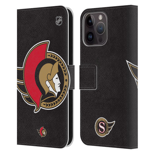 NHL Ottawa Senators Oversized Leather Book Wallet Case Cover For Apple iPhone 15 Pro Max