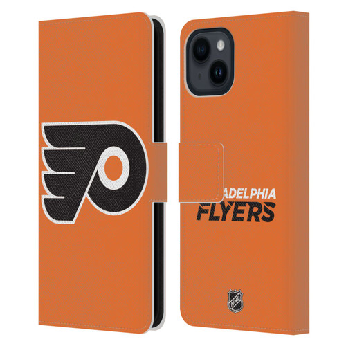 NHL Philadelphia Flyers Plain Leather Book Wallet Case Cover For Apple iPhone 15
