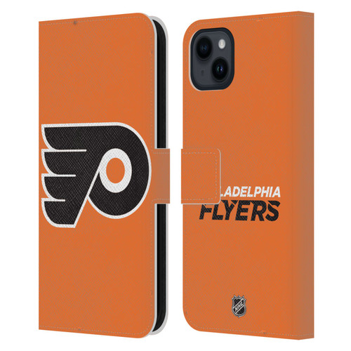 NHL Philadelphia Flyers Plain Leather Book Wallet Case Cover For Apple iPhone 15 Plus