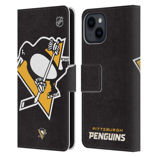 NHL Pittsburgh Penguins Oversized Leather Book Wallet Case Cover For Apple iPhone 15