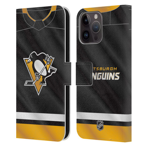 NHL Pittsburgh Penguins Jersey Leather Book Wallet Case Cover For Apple iPhone 15 Pro Max