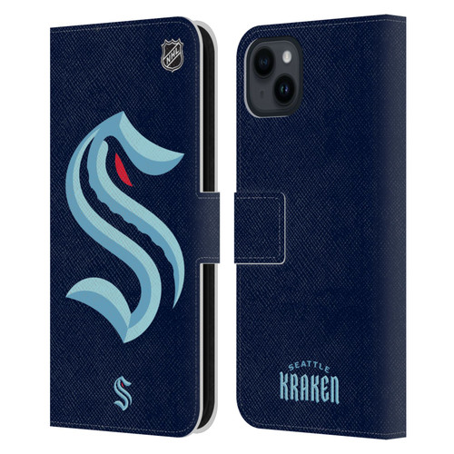 NHL Seattle Kraken Oversized Leather Book Wallet Case Cover For Apple iPhone 15 Plus