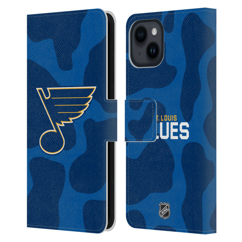 NHL St Louis Blues Cow Pattern Leather Book Wallet Case Cover For Apple iPhone 15