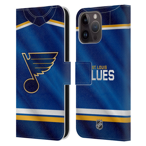 NHL St Louis Blues Jersey Leather Book Wallet Case Cover For Apple iPhone 15 Pro Max