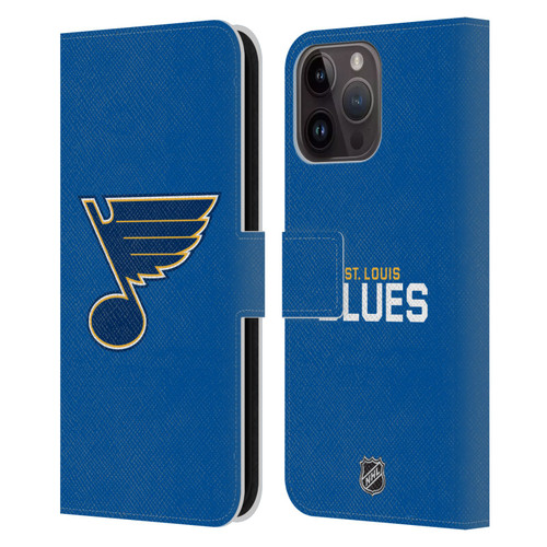 NHL St Louis Blues Plain Leather Book Wallet Case Cover For Apple iPhone 15 Pro Max