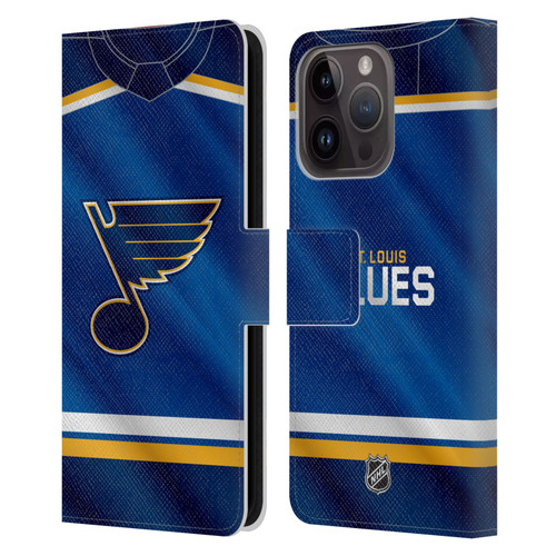NHL St Louis Blues Jersey Leather Book Wallet Case Cover For Apple iPhone 15 Pro