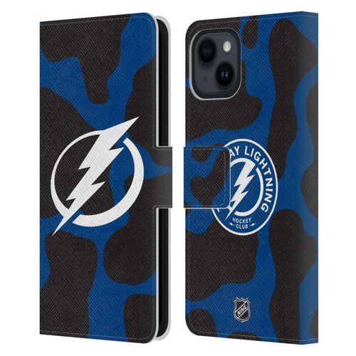 NHL Tampa Bay Lightning Cow Pattern Leather Book Wallet Case Cover For Apple iPhone 15