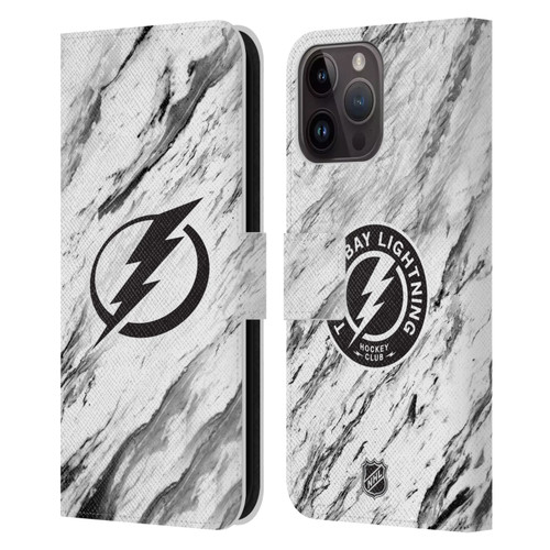 NHL Tampa Bay Lightning Marble Leather Book Wallet Case Cover For Apple iPhone 15 Pro Max